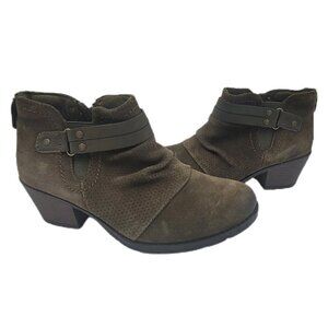 NEW Earth Origins Odel Suede Ankle Booties Olive Green Women's Size 6.5M
